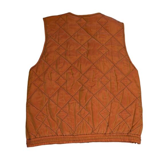 Vintage X-Riss X-Ross Silk Quilted Vest and Pleated Pants Suit Set Orange - Picture 6 of 14